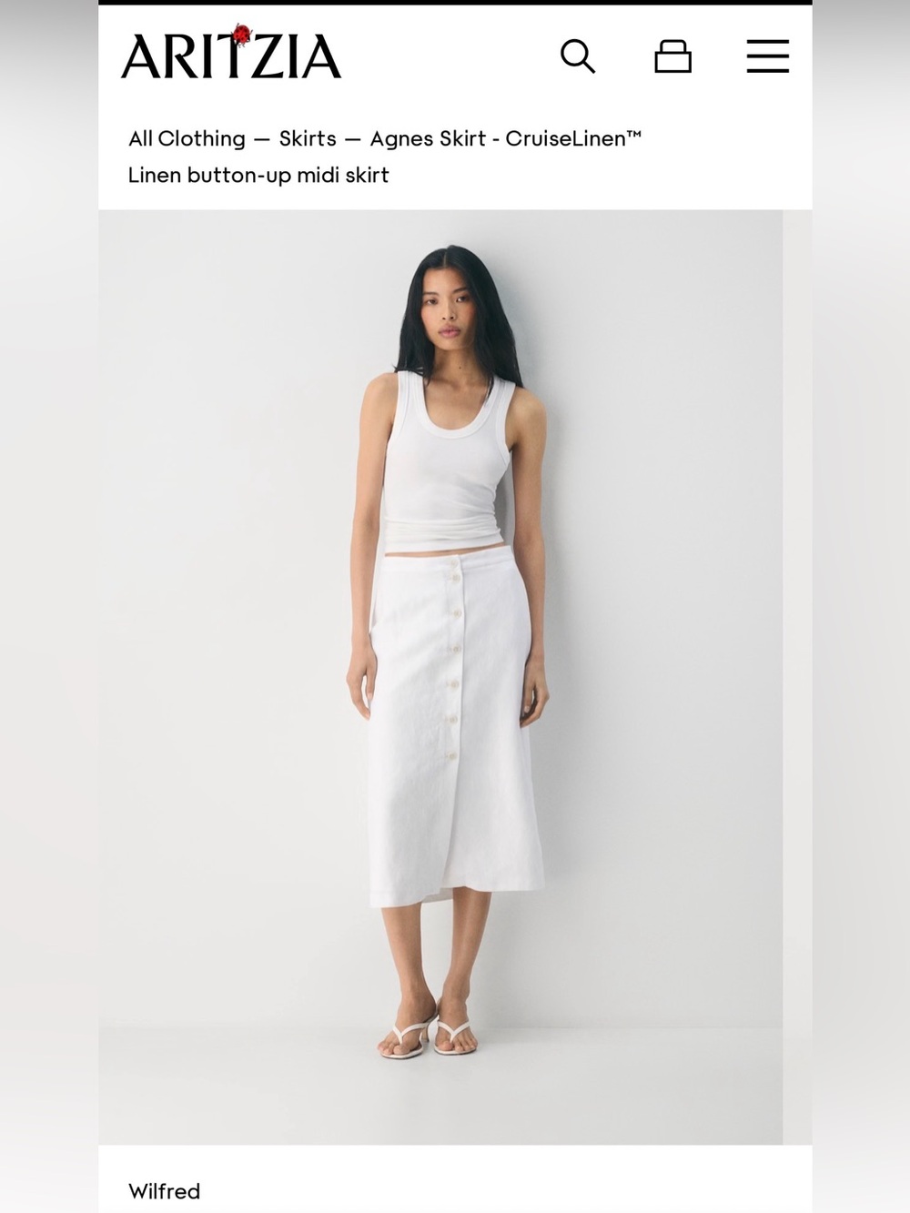 Aritzia Wilfred Linen Button Maxi Skirt Size 0 Tan / Oat Button Front Casual